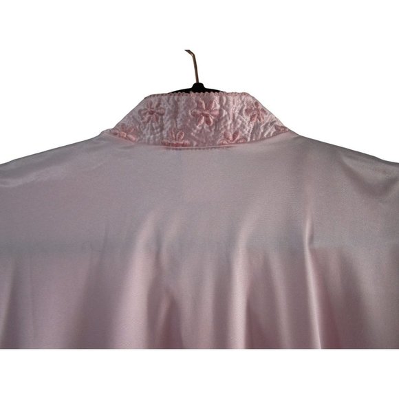 Lady Camille 1X Pink Satin Zip Front Floral Embroidered Quilted Yolk EUC - Picture 11 of 16